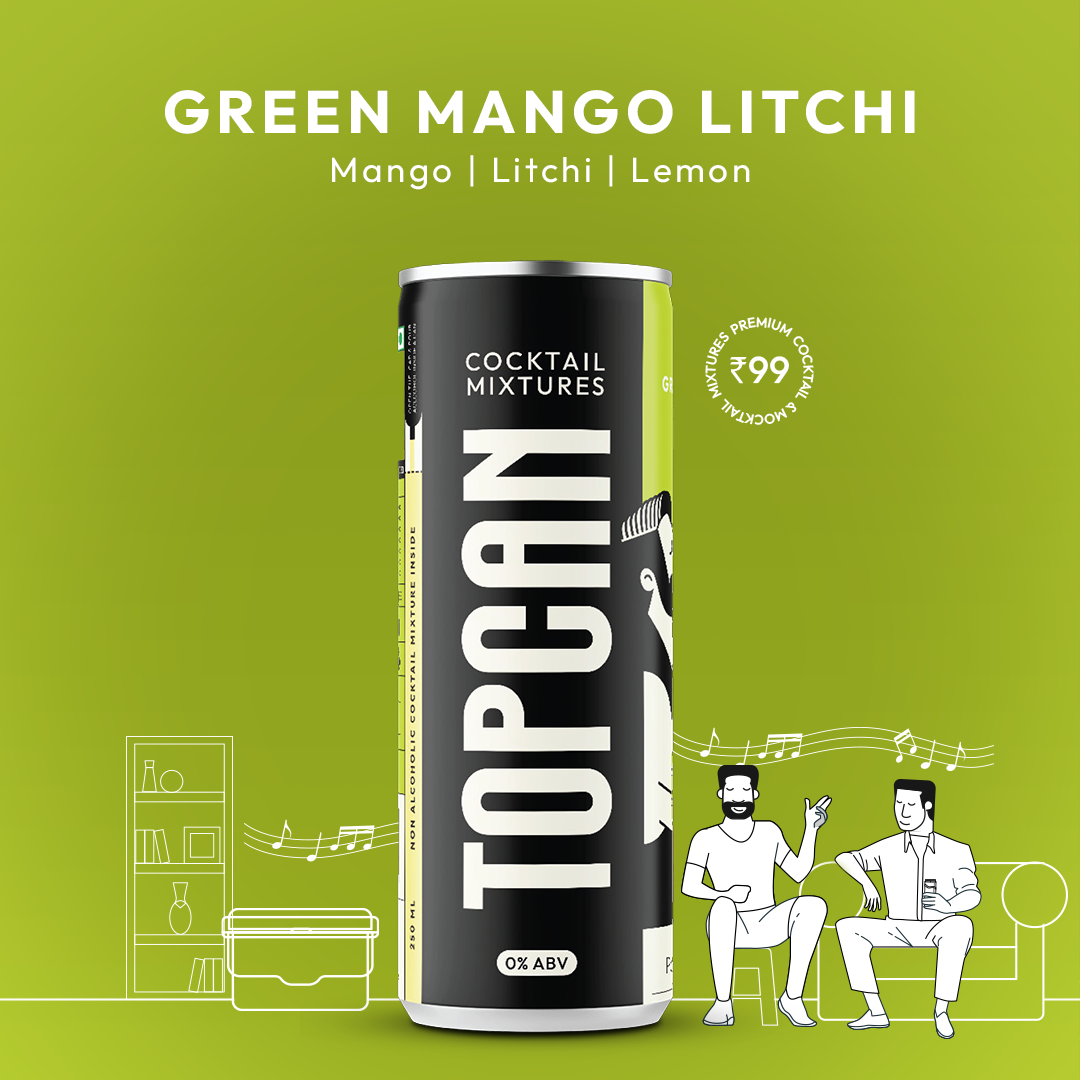 TopCan Green Mango Lichi Mixer  - Turn your can into a glass.